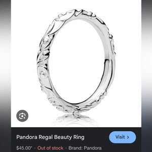 Retired Pandora ornate regal ring